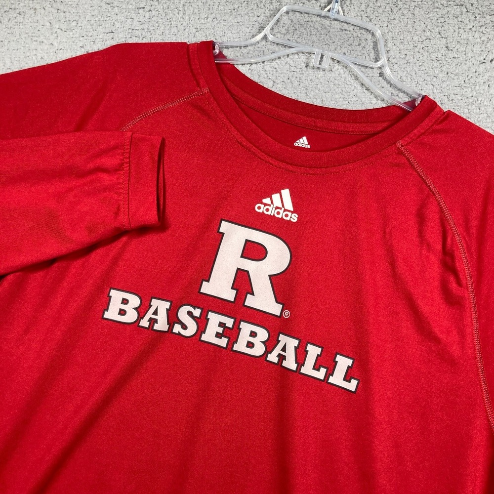 Rutgers University Baseball Shirt Adult XL Red Long Sleeve Adidas Climalite